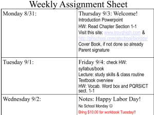 Weekly Assignment Sheet
