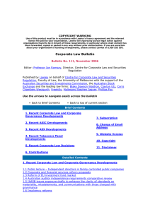 Corporate Law Bulletin 111 - November 2006