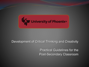 Development of critical thinking and creativity