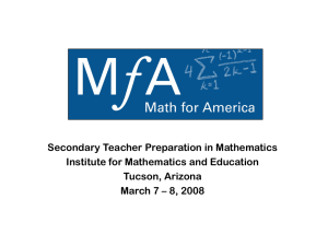 Math for America - Institute for Mathematics & Education