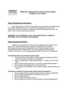 Paper Assignment Rubric