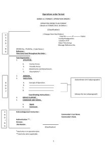 Operation Order (OPORD) Format - Military Planning