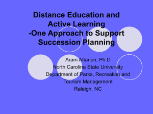 Distance Education and Active Learning One Approach to Support