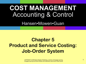Product and Service Costing: Job
