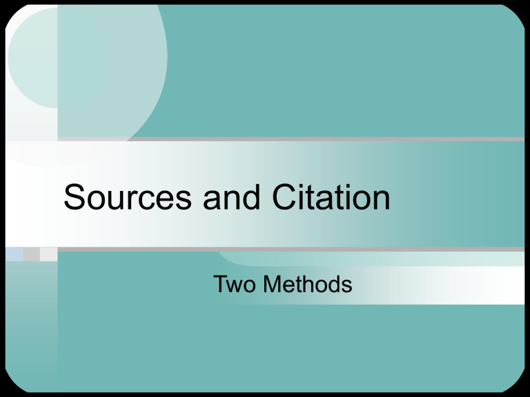 Sources And Citation