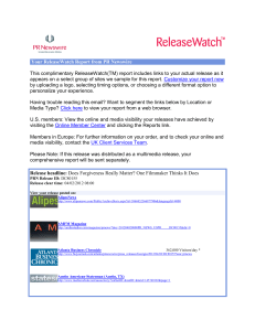 Your ReleaseWatch Report from PR Newswire 4-2-12