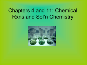 Chapter 4: Chem Rxns and Soln Stoich