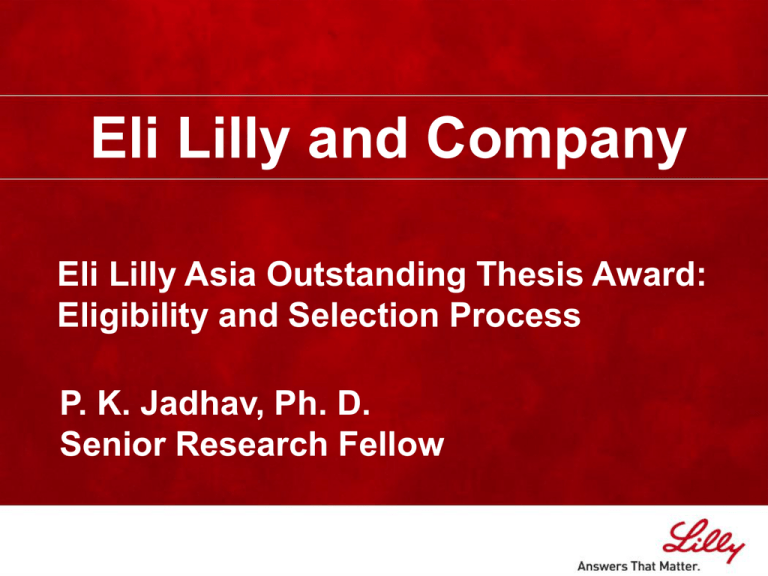 eli lilly best thesis award