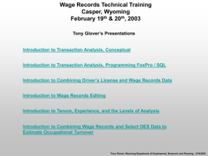 Tony Glover's Presentations Wage Records Technical Training