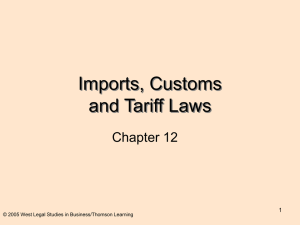 Imports, Customs and Tariff Laws
