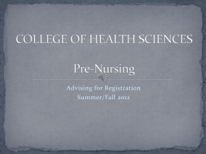 COLLEGE OF HEALTH SCIENCES Pre-Nursing