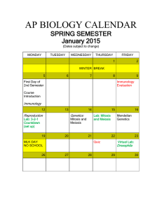 AP Biology Spring 2015 Calendar