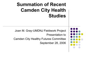 Summation of Recent Camden City Health Studies