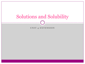 Solutions and Solubility Notes