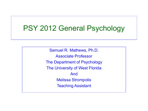 PSY 2012 General Psychology - University of West Florida