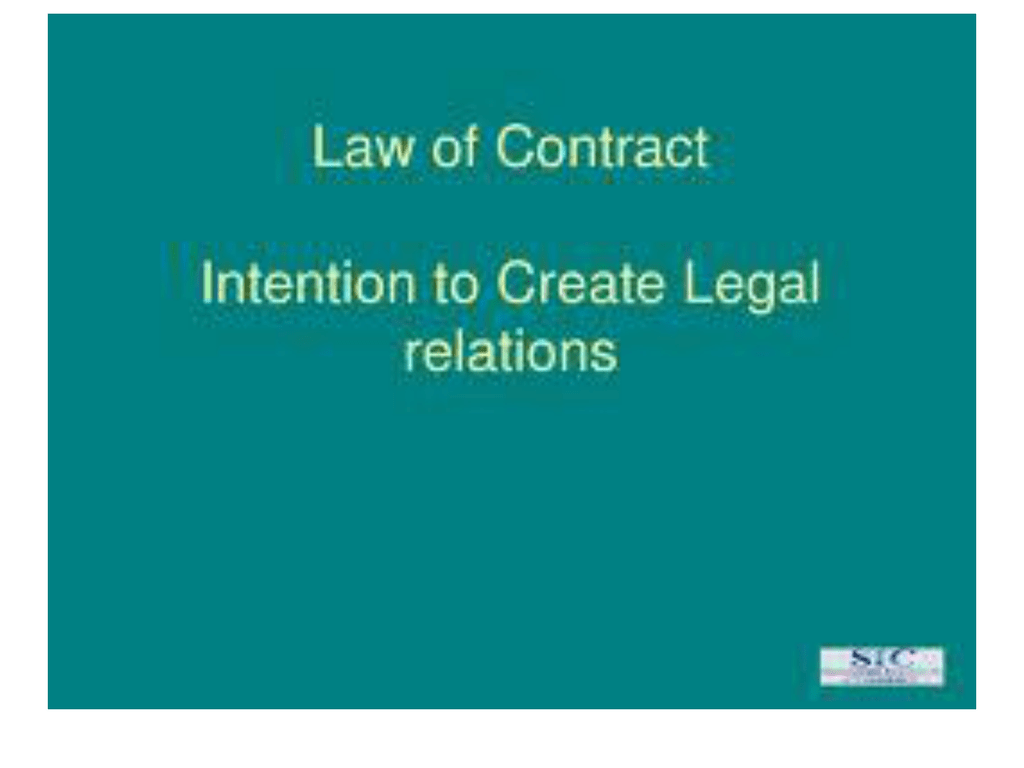 intention to create legal relations