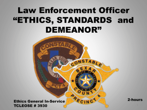 School-BASED Law Enforcement Officer *ETHICS*