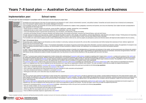 Years 7-8 band plan: Economics and Business exemplar