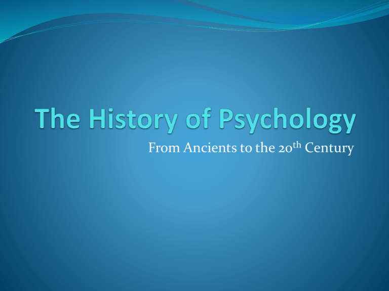 The History Of Psychology