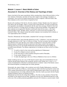 Document A: Overview of the History and Teachings of Islam