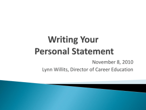 Writing Your Personal Statement