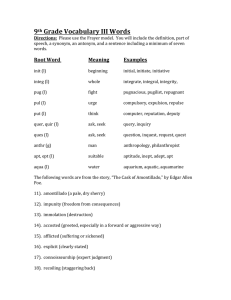 Vocabulary III & Pre-assessment