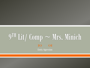 9TH Lit/ Comp ~ Mrs. Minich