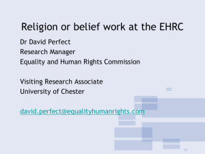 Religion or belief work at the EHRC : Dr Dave Perfect