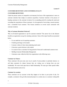 Customer Relationship Management Lecture 8 CUSTOMER