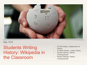 Students Writing History: Wikipedia in the Classroom