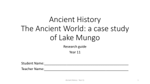 Ancient History Contested History: a case study of Lake Mungo