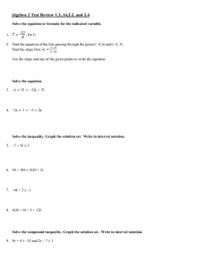 Algebra 2 Quiz Review 1