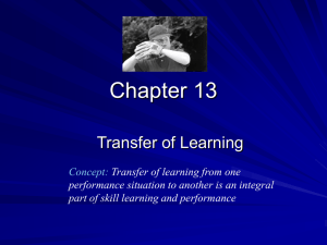 Chapter 13. Transfer of Learning