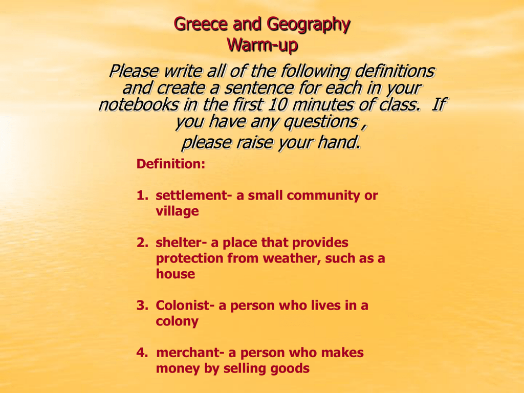 Greece And Geography Warm Up