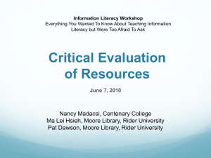 Promoting Critical Evaluation of Web Resources