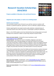 Research Vacation Scholarships 2014/2015 Projects available in