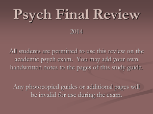 Psych Final Review Fall 2014