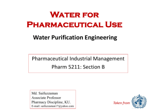 Water for Pharmaceutical Use Lecture 2: Water purification