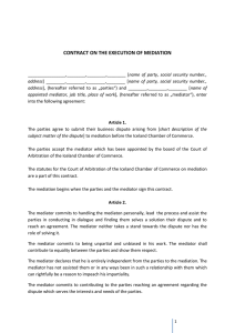 contract on the execution of mediation