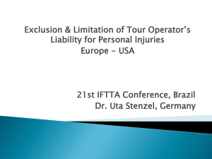 Liability and exclusion of liability by tour operators for