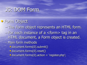 DOM Form elements, JS event handling and form verification