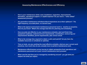 Assessing Maintenance Effectiveness and Efficiency
