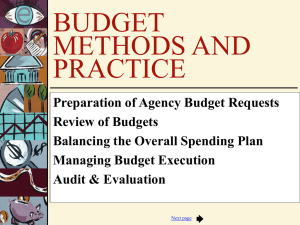 BUDGET METHODS AND PRACTICE
