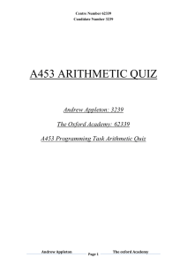 a453 arithmetic quiz