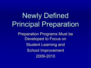 Principal Preparation - Working Together to Prepare Illinois School