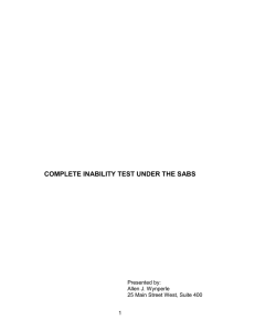Complete Inability Test Under the SABS