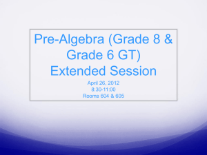 Pre-Algebra (Grade 8 & Grade 6 GT)