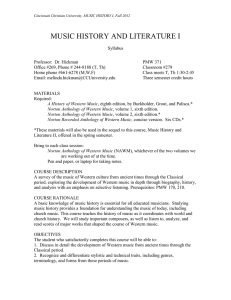 MUSIC HISTORY AND LITERATURE I