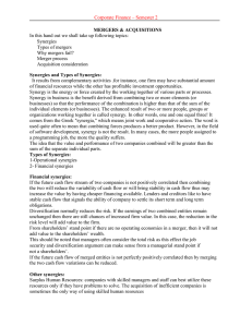 Corporate Finance – Semester 2 MERGERS & ACQUISITIONS In