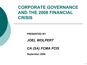 Corporate Governance and the 2008 Financial Crisis